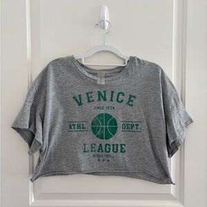 Altar’d State Revival Gray Venice League Cropped T-Shirt